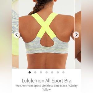 Lululemon All Sport Bra Size 6 Wee Are From Space Limitless Blue/Clarity Yellow